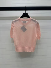 PRAD 25S HOLLOW KNIT SHORT SLEEVE TOP 264136